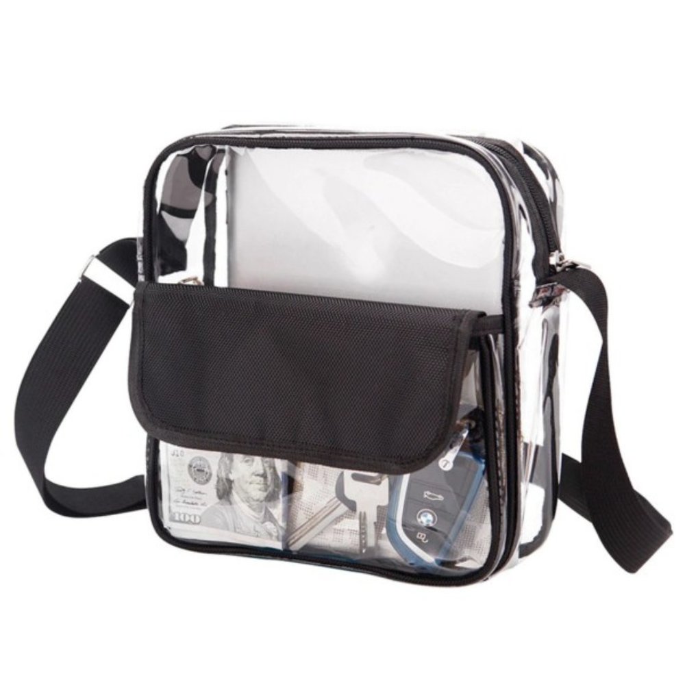 Clear Crossbody Bag with Black Accents